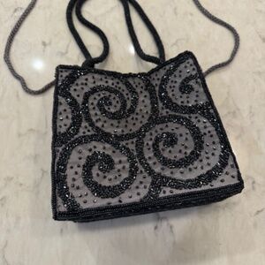 NWOT La Regale beaded gunmetal handbag